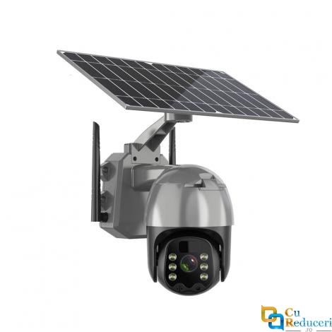 Camera de supraveghere solara, 4G, HD 2MP - 1080p, unghi de rotire orizontal de 355˚, unghi de rotire vertical de 120˚, rezistenta la apa, campacitate baterie 14400 mAh, panou solar 8W monocristalin