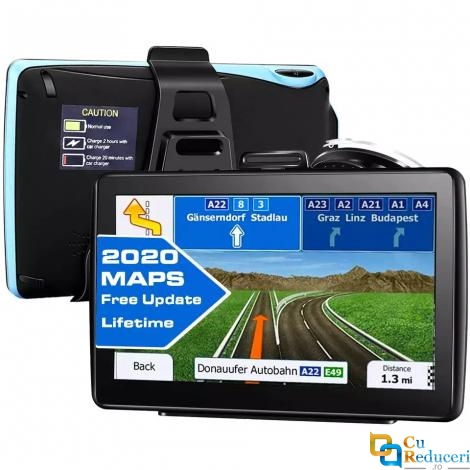 Navigator GPS 7075, 7 inch cu touch screen, memorie 8GB, cache 256M, rezolutie 800 x 480 pixeli, capacitate baterie 1800 mAh, harti IGO/Navitel, harta Europei + actualizari pe viata a hartilor