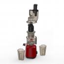 Storcator de fructe si legume cu melc, 240W, 65 RPM, antipicurare, recipient suc 700 ml, recipient pulpa 700 ml, functie reverse, presare la rece, tub alimentare 7.6 cm, rosu