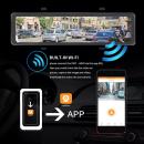 Camera auto oglinda retrovizoare, 12 inch IPS Full Touch Screen, WDR, 4K 3840 x 2160P Ultra HD Sony IMX415 camera fata, 1920 x 1048P camera fata, inregistrare dubla fata unghi 170 ° / spate unghi 150 °, 30fps, senzor coliziune, GPS, detectare miscare, detector radar WiFi, monitorizare parcare, inregistrare bucla