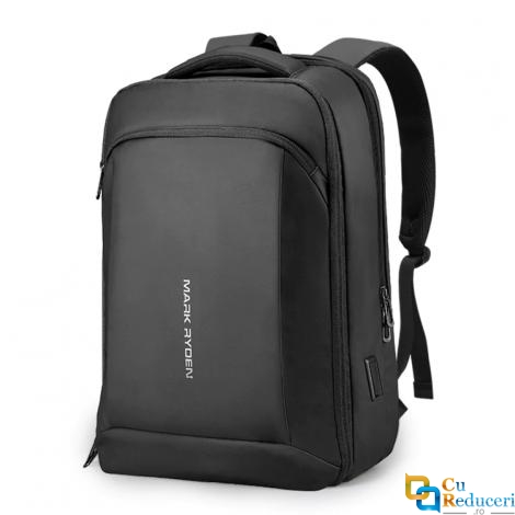 Rucsac/Ghiozdan Mark Ryden compatibil cu laptop 15.6 inch, tableta 9.7 inch, port USB si micro USB, full impermeabil, 3 modalitati de purtare, unisex, spatios, negru, perfect pentru calatorie, servici sau scoala