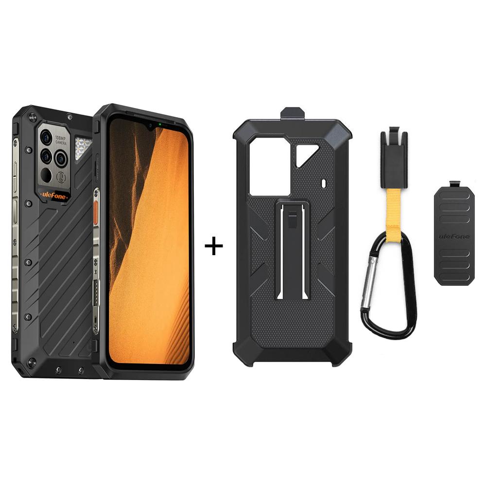 Telefon mobil Ulefone Power Armor 19, 12 GB RAM, 256 GB ROM, 108 MP 66 W, baterie 9600 mAh, Android 12, 4G LTE, ecran 6.58 FHD+, carcasa de protectie multifunctionala inclusa, rezistent la apa, praf si socuri