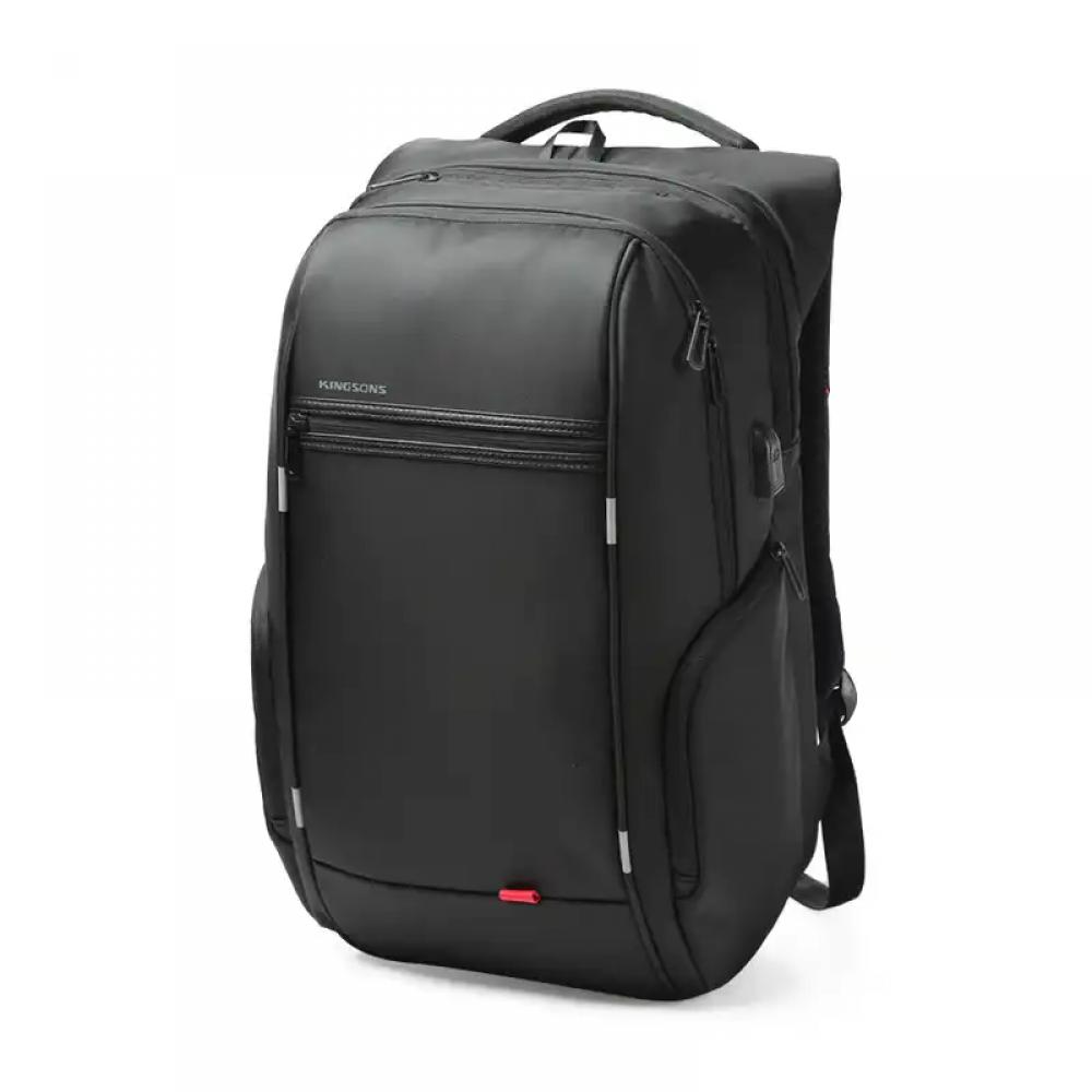 Rucsac de calatorie, Kingsons, compatibil cu laptop 17 inch, 35L, port USB, full impermeabil, sistem antifurt, unisex, negru