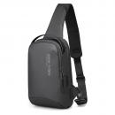 Geanta pentru umar/piept Mark Ryden, cu o singura curea, full impermeabila, Port USB, sistem antifurt, eleganta si practica, unisex, spatioasa, compatibila cu tableta 11 inch, neagra