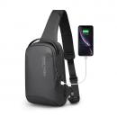 Geanta pentru umar/piept Mark Ryden, cu o singura curea, full impermeabila, Port USB, sistem antifurt, eleganta si practica, unisex, spatioasa, compatibila cu tableta 11 inch, neagra
