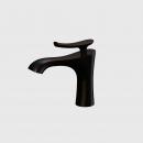 Baterie Momali pentru lavoar, corp alama, maner din zinc, cartus ceramic, cu aerator, montare pe blat sau lavoar, culoare negru, set de prindere inclus si doua racorduri flexibile