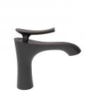 Baterie Momali pentru lavoar, corp alama, maner din zinc, cartus ceramic, cu aerator, montare pe blat sau lavoar, culoare negru, set de prindere inclus si doua racorduri flexibile