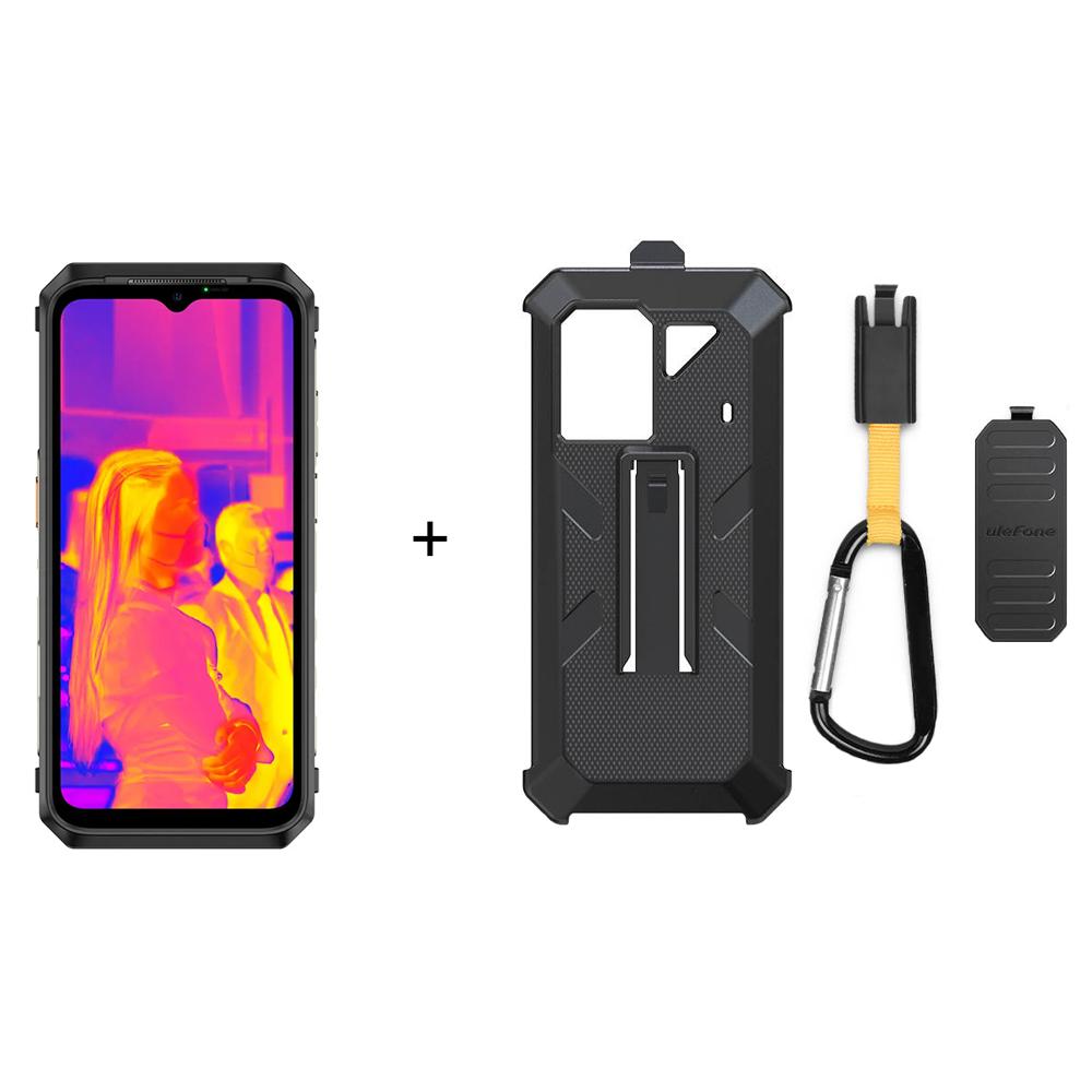 Telefon mobil Ulefone Power Armor 18T 5G, Display FHD+ de 6,58 inch, Memorie RAM: 12GB + 5GB, ROM: 256GB, Android 12, Baterie 9600 mAh, Dual SIM, Negru, Rezistent la apa, Camera termica FLIR, Dimensity 900, Carcasa de protectie multifunctionala inclusa 