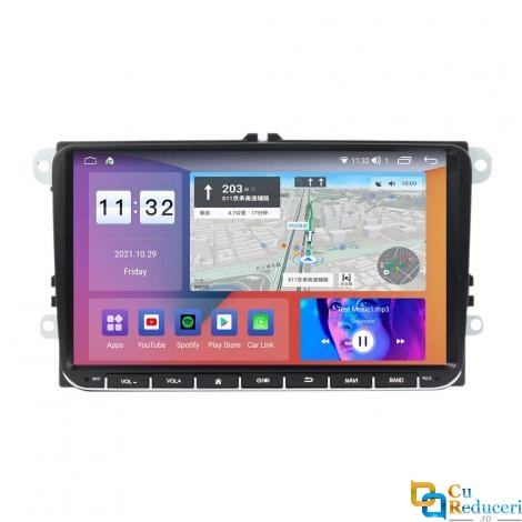 Navigatie VW 9 inch universal M200S, Android 12, 2GB RAM + 32GB ROM, host, cablu RCA, microfon, IPC, CARPLAY