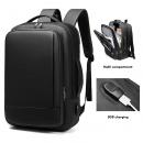 Rucsac/Ghiozdan, MingLu, compatibil cu laptop 15.6 inch si tableta 7.9 inch, extensibil 19-29L, port USB, impermeabil, unisex, spatios, calatorie, scoala sau servici, negru