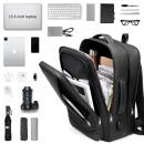 Rucsac/Ghiozdan, MingLu, compatibil cu laptop 15.6 inch si tableta 7.9 inch, extensibil 19-29L, port USB, impermeabil, unisex, spatios, calatorie, scoala sau servici, negru