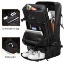 Rucsac pentru drumetii, MingLu, port USB, impermeabil, ergonomic, extensibil 56-77, 3 modalitati de purtare, unisex,  negru