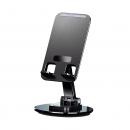 Suport rotativ pentru telefon mobil sau tableta, pliabil si reglabil, Unihertz, rotativ la 360 de grade, anti-alunecare, pentru masa sau birou, material aliaj de aluminiu, metal si silicon, negru