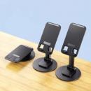 Suport rotativ pentru telefon mobil sau tableta, pliabil si reglabil, Unihertz, rotativ la 360 de grade, anti-alunecare, pentru masa sau birou, material aliaj de aluminiu, metal si silicon, negru