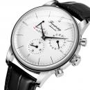 Ceas barbatesc Forsining, business, calendar, mecanism automatic-mecanic, curea din piele ecologica neagra, afisaj pentru rezerva de putere
