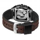Ceas barbatesc Forsining, Skeleton, mecanism automatic-mecanic, curea din piele maro-neagra, Fashion