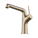 Baterie inalta pentru lavoar, Momali, corp si maner din alama, cu aerator, cartus ceramic, culoare auriu satinat, set prindere inclus