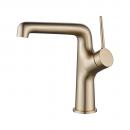 Baterie inalta pentru lavoar, Momali, corp si maner din alama, cu aerator, cartus ceramic, culoare auriu satinat, set prindere inclus