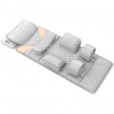 Saltea pentru masaj complet 3D Shiatsu, Blirowin<sup>®</sup>, amelioreaza durerilor de spate, zone de masaj multiple pentru relaxare completa, perna ortopedica pentru picioare integrata, perne pentru presiune, presopunctura, material piele PU de inalta calitate, culoare gri