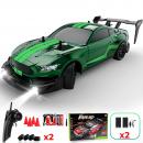Masina cu telecomanda R-18 4WD, scara 1:16, drift car, viteza maxima 30km/h, 2 x acumulatare 7.4V 600mAh, 2 x seturi de roti, autonomie 30 min, lumini LED, verde