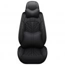 Set huse scaune auto, universale, material piele ecologica, editie de lux, scaune fata, spate, tetiere, volan, perna lombara, perna pentru cap, culoare negru, 16 piese