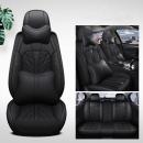 Set huse scaune auto, universale, material piele ecologica, editie de lux, scaune fata, spate, tetiere, volan, perna lombara, perna pentru cap, culoare negru, 16 piese