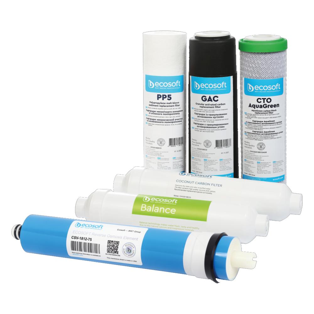 Set 5+1 cartuse, osmoza inversa premium, membrana 75 GPD, remineralizare Ca+Mg, standard 10\'\' - 1 | YEO