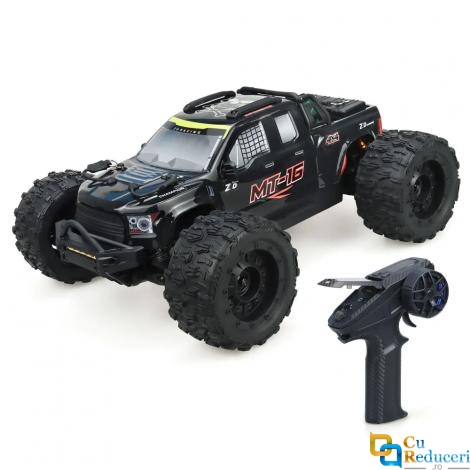 Masina cu telecomanda, ZD Racing MT-16 4WD, scara 1:16, 2.4G, viteza maxima 80km/h+, acumulator 3S 35C 2200mAh LiPo, motor Rocket 2845 fara perii 3600KV, autonomie 10-15 min, negru