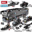 Set de constructie lego Woma® – SWAT 6 in 1, 1.011 Piese, Autobuz SWAT, Politie, Vehicule de Interventie 