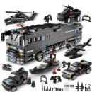 Set de constructie lego Woma® – SWAT 6 in 1, 1.011 Piese, Autobuz SWAT, Politie, Vehicule de Interventie 
