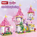 Set de constructie tip Lego Woma® - 1460 Piese, Zana Pamantului - Castel Fermecat si Caleasca cu cai