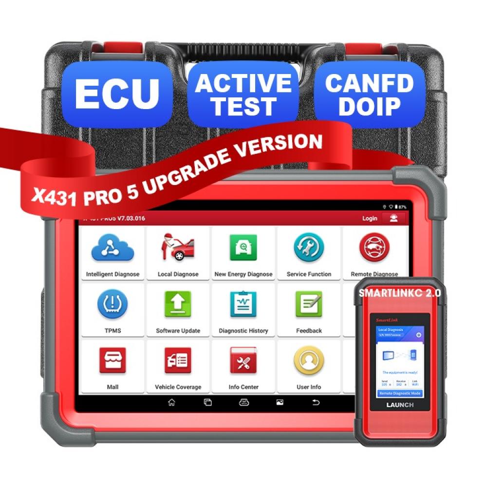 Tester Auto Profesional, Launch X431 PRO 5 cu Smart Link 2.0, Display 10.1 inch, Android 10.0, 4GB RAM + 64GB Stocare, Codare ECU, Bidirectional control, Diagnoza Multimarca, 39+ Functii Speciale, ADAS, CANFD, Doip, baterie 6300 mAh, 2 ani actualizare gr - imagine 4