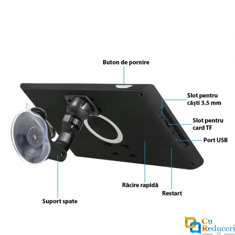 Navigator GPS 902, 9 inch cu touch screen, memorie 16GB, cache 256M, rezolutie 800 x 480 pixeli, capacitate baterie 2500 mah, harti IGO/Navitel, harta Europei + actualizari pe viata a hartilor