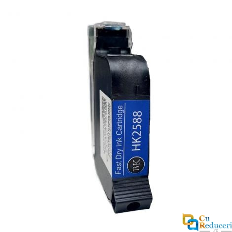 Cartus inkjet pentru imprimanta de mana portabila tip pistol, cu uscare rapida, negru lucios, potrivit pentru suprafete multiple, pentru coduri de bara, logo, date expirare, dimensiune imprimare 2-25.4 mm