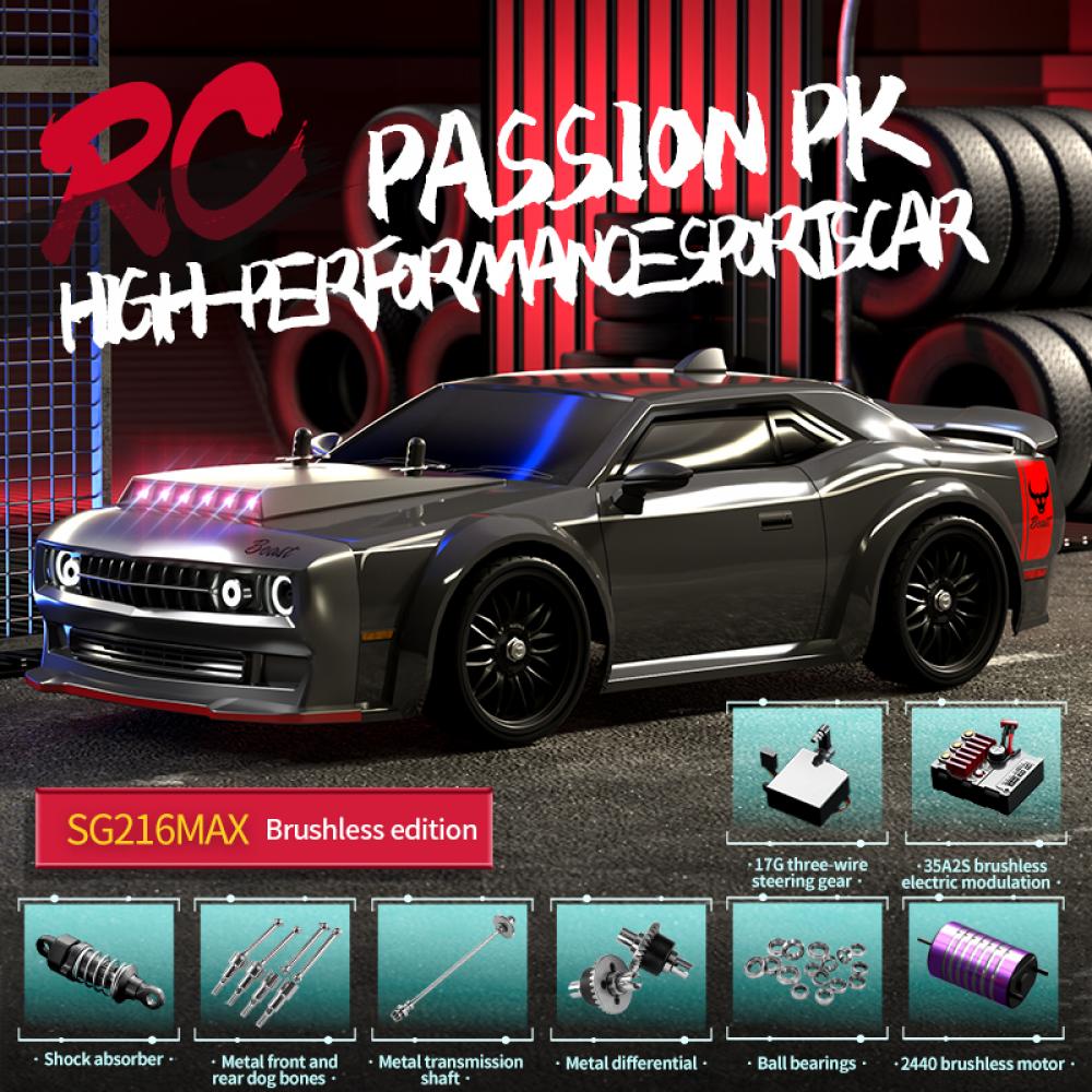 Masina cu telecomanda, ZLL, SG216 MAX, 4x4 Brushless, 70 km/h, Drift profesional, 1:16,  Telecomanda 2.4GHz, Lumini LED, Baterie 7.4V 1500mAh, Autonomie 35min - imagine 3