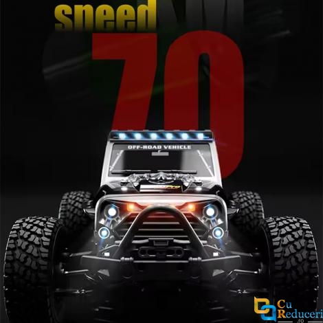 Masina cu Telecomanda, SCY 16103 PRO, 4x4, Motor Brushless, Viteza 70 km/h, Lumini LED, 2.4GHz, Off-Road, 1:16, Baterie 7.4V 1500mAh, Autonomie 18 min, Culoare albastru