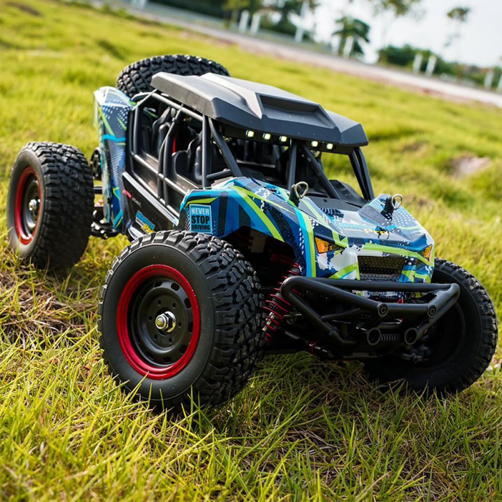 Masina cu Telecomanda off road, SCY 16106PRO, 4x4, Motor Brushless, Viteza 70 km/h, Lumini LED, 2.4GHz, Off-Road, 1:16, Baterie 7.4V 1500mAh, Autonomie 18 min, Culoare albastru - imagine 5