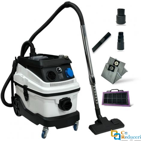 Aspirator industrial puternic si compact Blirowin JN501, cu un rezervor de 30 L, conceput pentru aspirare umeda si uscata clasa M, puterea motorului 1600 W, cu filtru HEPA F9