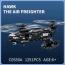 Set de constructie tip Lego Woma® C0550A – 1251 piese, Elicopter SWAT Hawk + Barca, EC-SWAT Transport Aerian Marfa
