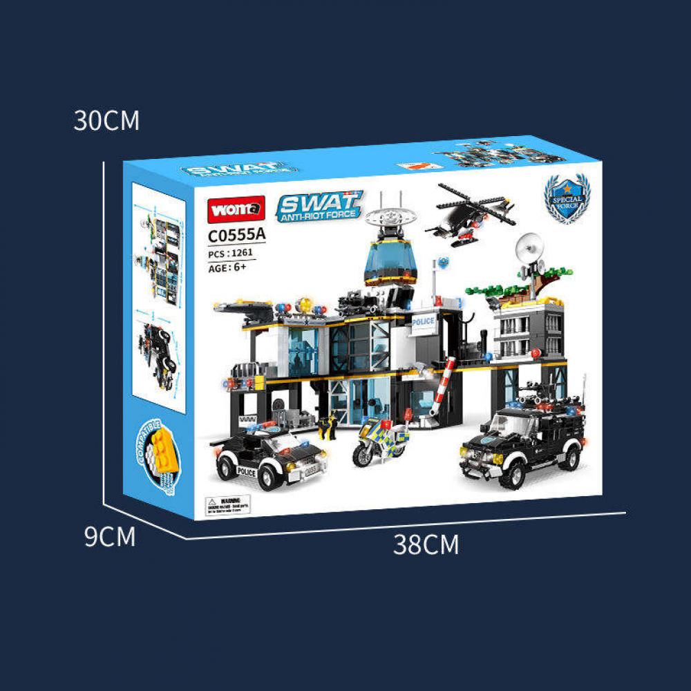 Set de constructie tip Lego Woma® C0555A - 1261 Piese, Sectie de Politie si Vehicule de Politie - imagine 4
