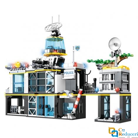 Set de constructie tip Lego Woma® C0555A - 1261 Piese, Sectie de Politie si Vehicule de Politie