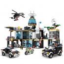 Set de constructie tip Lego Woma® C0555A - 1261 Piese, Sectie de Politie si Vehicule de Politie