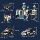 Set de constructie tip Lego Woma® C0555A - 1261 Piese, Sectie de Politie si Vehicule de Politie