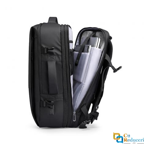 Rucsac de calatorie, Mark Ryden, compatibil cu laptop 17.3 si tableta 11, extensibil 30-45L, port USB si micro USB, material Oxford impermeabil, sistem antifurt, culoare negru, perfect pentru calatorii, business sau utilizare zilnica  