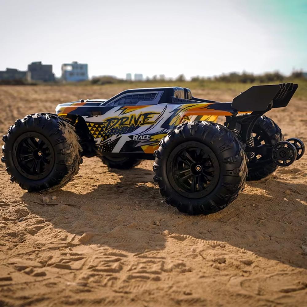 Masina cu Telecomanda off road, RC SCY-16102 PRO, 4x4, Motor Brushless, Viteza 70 km/h, Lumini LED, 2.4GHz, Off-Road, 1:16, Baterie 7.4V 1500mAh, Autonomie 18 min, Culoare portocaliu - imagine 5