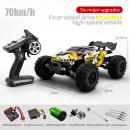 Masina cu Telecomanda off road, RC SCY-16102 PRO, 4x4, Motor Brushless, Viteza 70 km/h, Lumini LED, 2.4GHz, Off-Road, 1:16, Baterie 7.4V 1500mAh, Autonomie 18 min, Culoare portocaliu