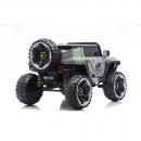 Masina electrica pentru copii, 4x4, 12V 10Ah, 2 locuri, off-road, telecomanda parinti, LED, Bluetooth, USB, Roti cauciuc EVA, scaun piele ecologica, editie premium, 140x78x86 cm, gri