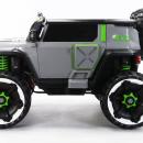 Masina electrica pentru copii, 4x4, 12V 10Ah, 2 locuri, off-road, telecomanda parinti, LED, Bluetooth, USB, Roti cauciuc EVA, scaun piele ecologica, editie premium, 140x78x86 cm, gri