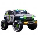 Masina electrica pentru copii, 4x4, 12V 10Ah, 2 locuri, off-road, telecomanda parinti, LED, Bluetooth, USB, Roti cauciuc EVA, scaun piele ecologica, editie premium, 140x78x86 cm, gri