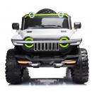 Masina electrica pentru copii, 4x4, 12V 10Ah, 2 locuri, off-road, telecomanda parinti, LED, Bluetooth, USB, Roti cauciuc EVA, scaun piele ecologica, editie premium, 140x78x86 cm, gri